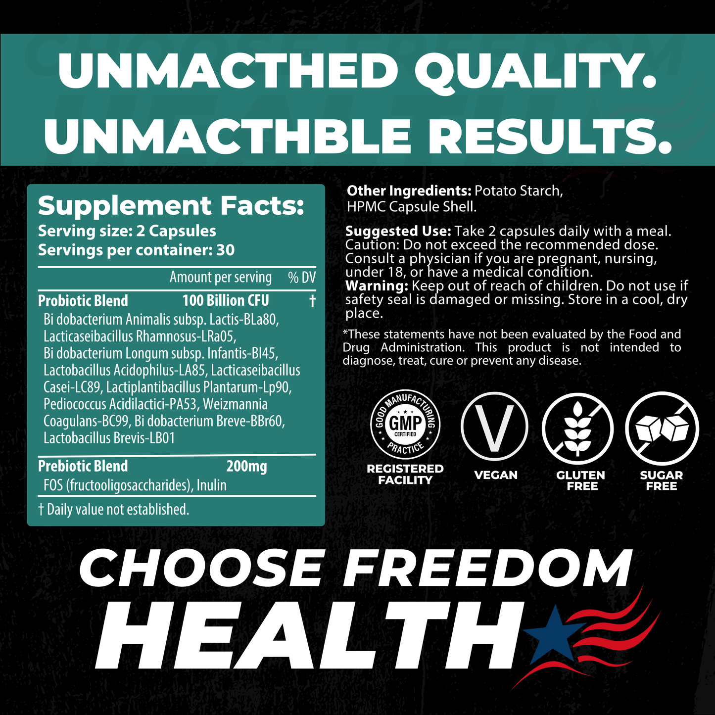 Probiotic 100B CFU Daily Gut Balance & Wellness Support
